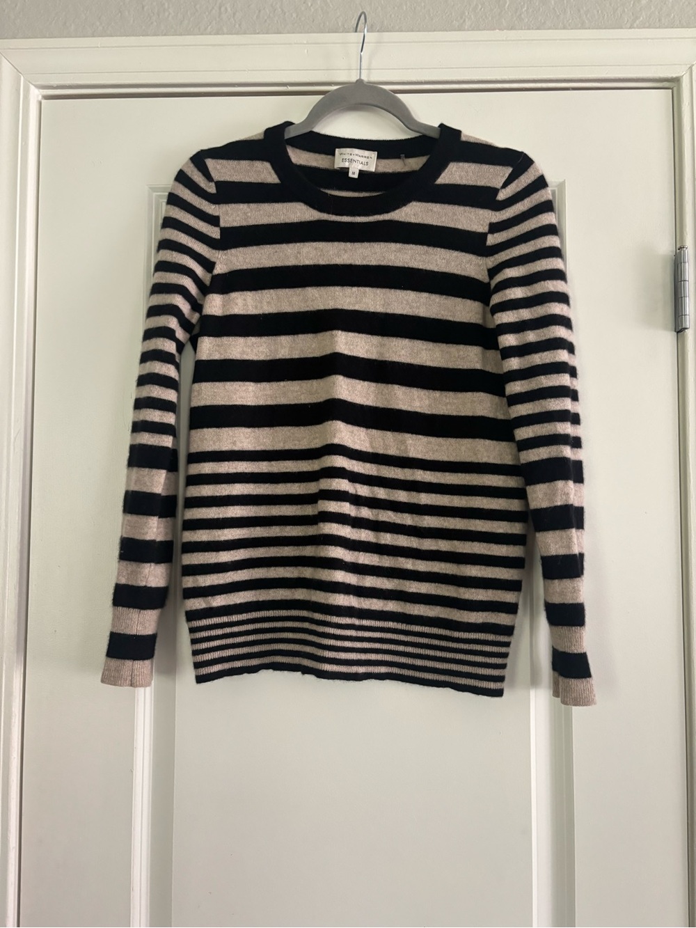 White + Warren Essentials Striped Crewneck Sweater Womens Size Medium
